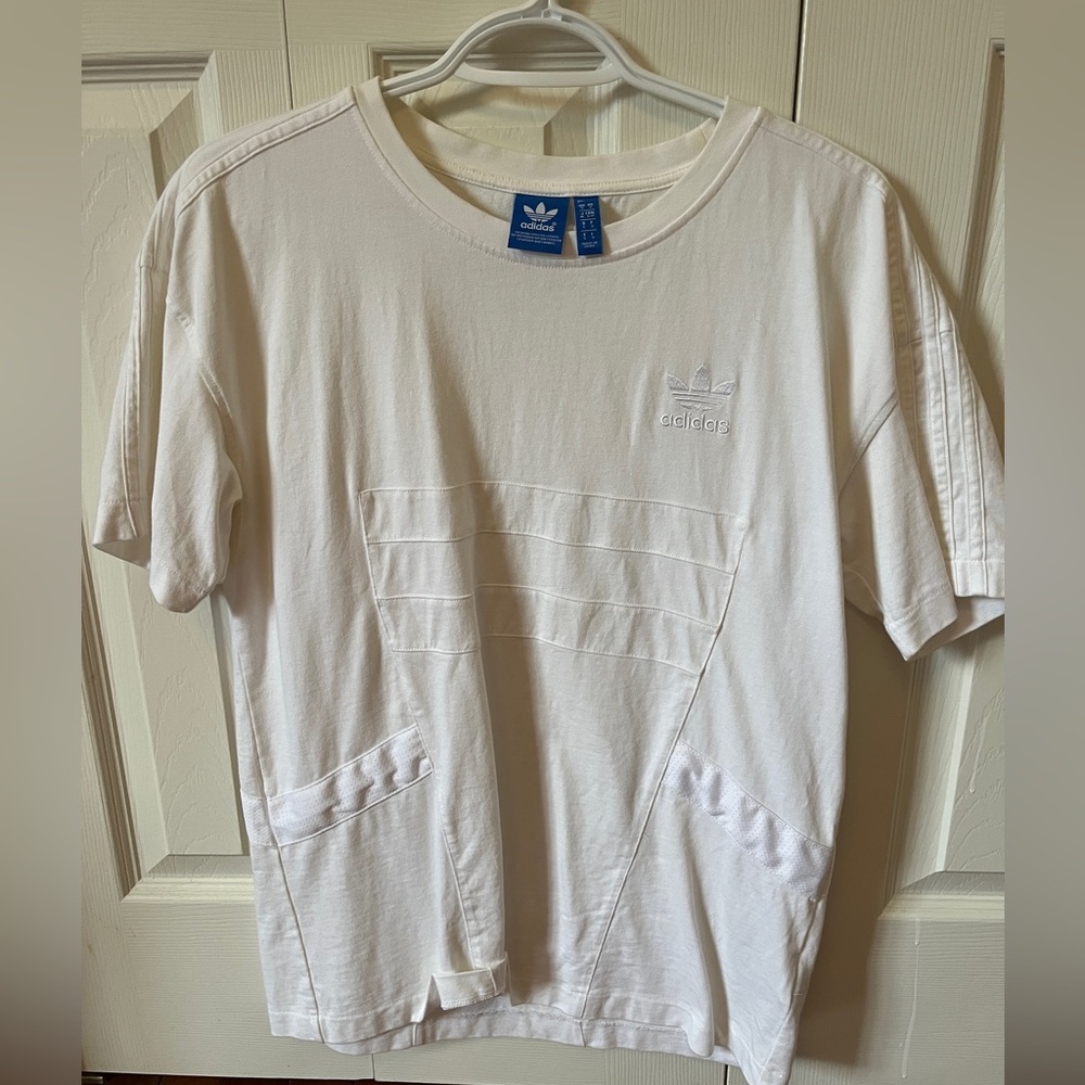 Adidas Cream T-Shirt with Embroidered Logo